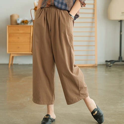 봄 가을 9부 면바지 순면 밴딩 - 상세 이미지 3