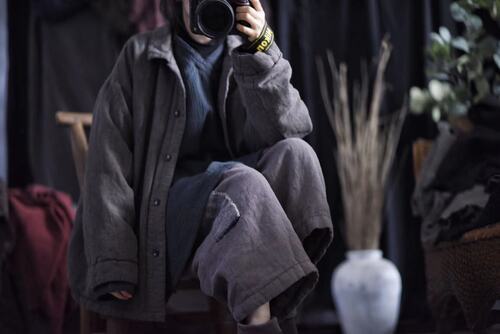 하마마스 겨울 린넨 여성누빔바지 9부 배기핏 - 상세 이미지 2