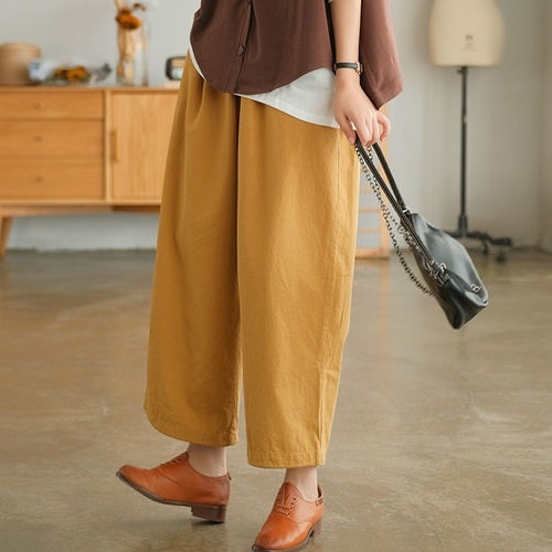 봄 가을 9부 면바지 순면 밴딩 이미지 6