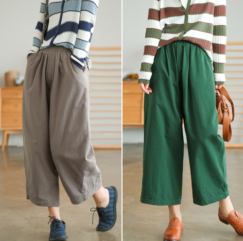 봄 가을 9부 면바지 순면 밴딩 - 상세 이미지 2