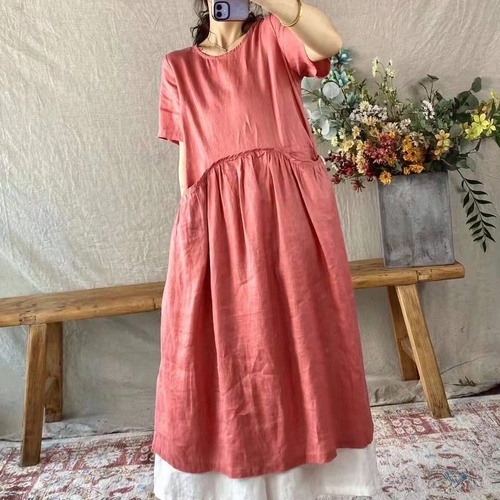 여름 포켓 셔링린넨원피스 40 50대여성의류 미시옷 엄마옷