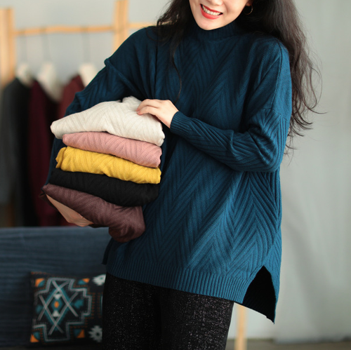 가을 겨울 반목 반폴라 루즈핏니트티 40 50대여성의류 미시옷 엄마옷