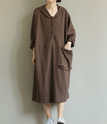 가을 면 오버핏 후드원피스 미시옷 40 50대여성의류