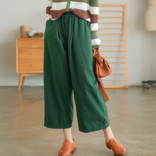 봄 가을 9부 면바지 순면 밴딩 - 상세 이미지 5