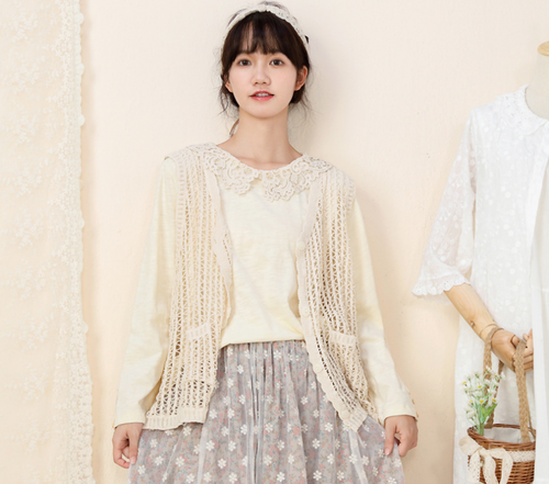 니트조끼  봄 여름 간절기 펀칭 망사 미시옷