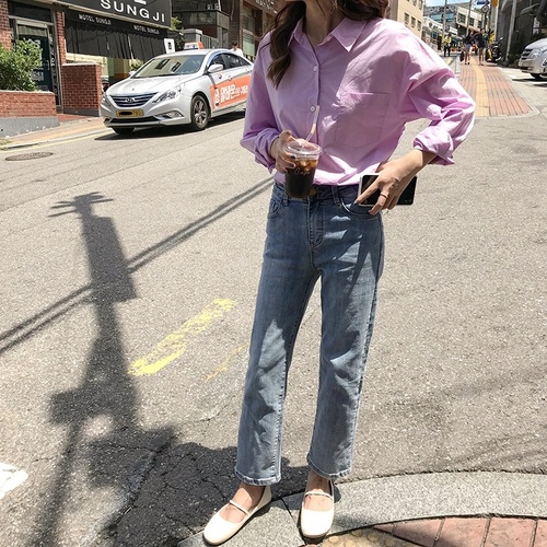 봄 9부 스판 데님팬츠 일자핏 - 상세 이미지 4