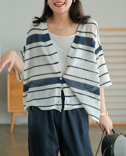 여름가디건 스트라이프 니트가디건 루즈핏 오버핏