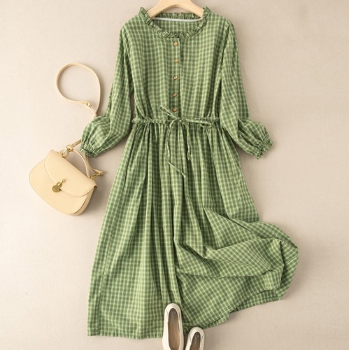 봄 가을 체크 프릴원피스 40 50대여성의류 미시 엄마옷