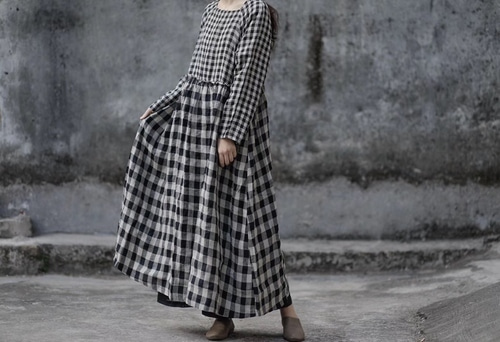 봄 여름 린넨 체크원피스 40 50대여성의류 미시옷 엄마옷