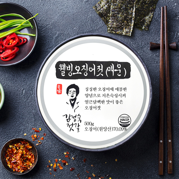 [동광 김정숙젓갈] 웰빙오징어젓(매운) 500g 속초 오징어 젓갈 반찬 - 상품 이미지
