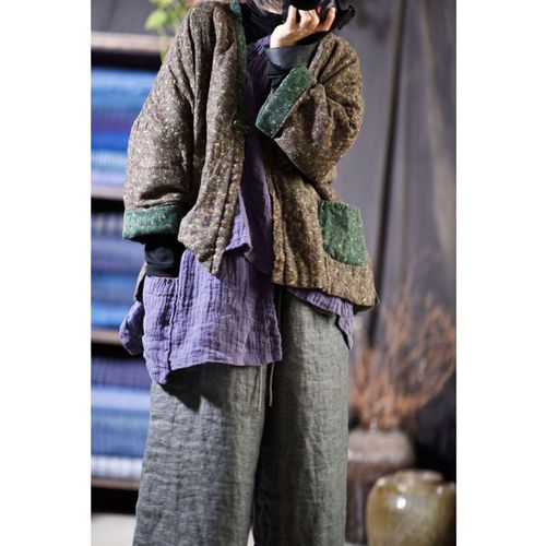 하마마스 가을 겨울 레트로 잔꽃 면 누빔 점퍼 자켓  40 50대여성의류 미시의류