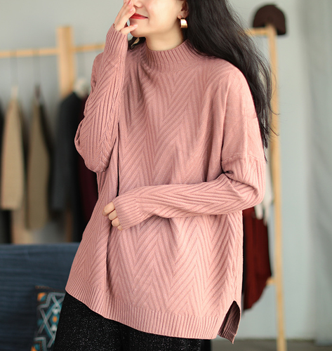 가을 겨울 반목 반폴라 루즈핏니트티 40 50대여성의류 미시옷 엄마옷 - 상세 이미지 3