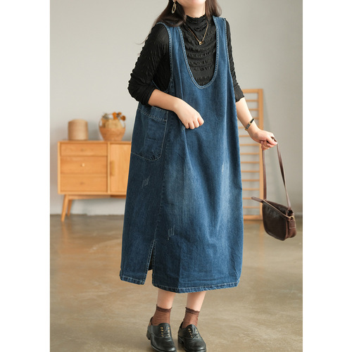 데님원피스 민소매 유넥 청원피스