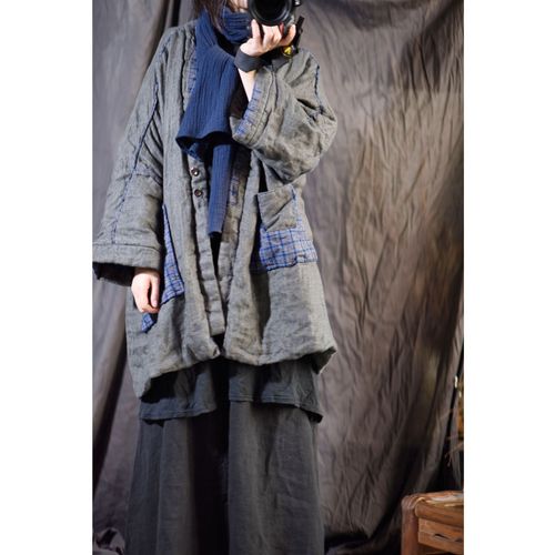 하마마스 겨울 워싱린넨 레트로 면 누빔 자켓 점퍼 루즈핏 40 50대여성의류 미시의류