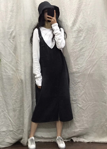 봄 데님 멜빵원피스 브이넥 40 50대여성의류 미시옷 엄마옷 - 상세 이미지 3