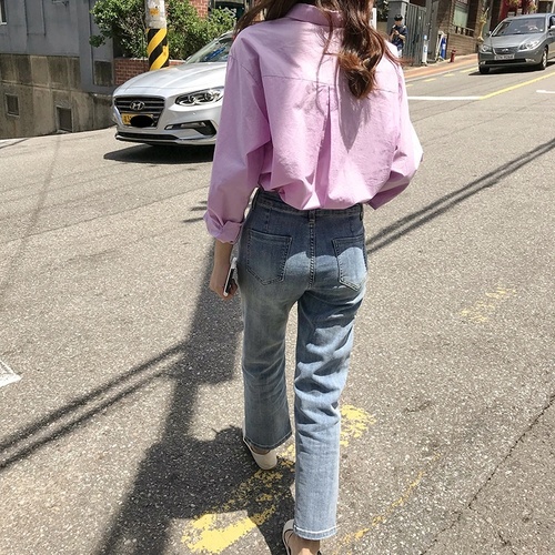 봄 9부 스판 데님팬츠 일자핏 - 상세 이미지 5