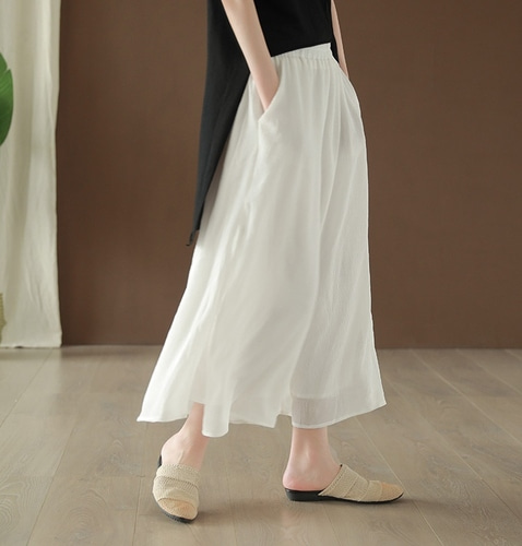 여름와이드팬츠 9부 밴딩 치마바지