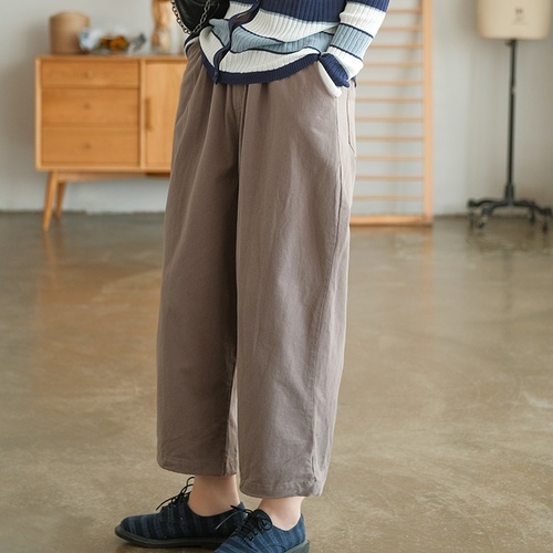 봄 가을 9부 면바지 순면 밴딩 - 상세 이미지 4