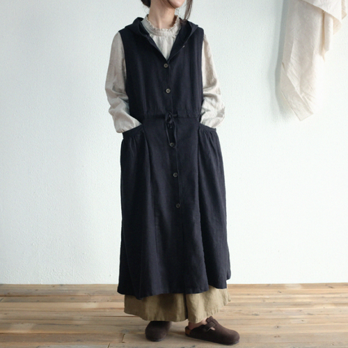 가을 린넨 후드 민소매 롱원피스 40 50대여성의류 미시옷 엄마옷