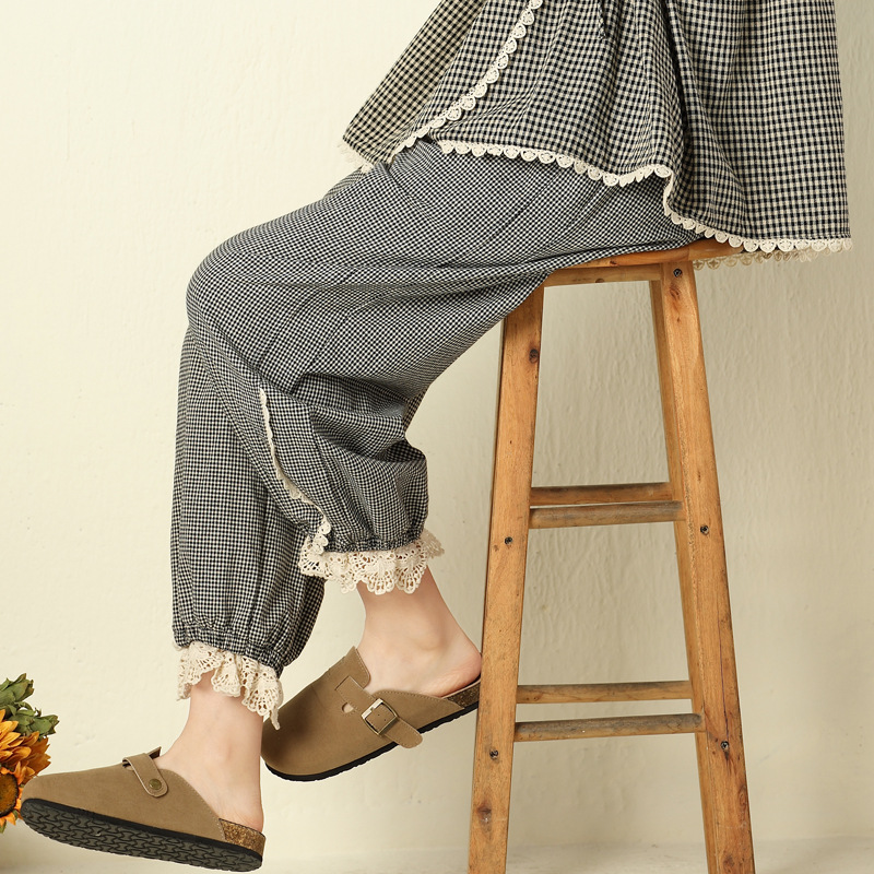 하마마스 프릴 자수 밴딩바지 9부 - 상세 이미지 2