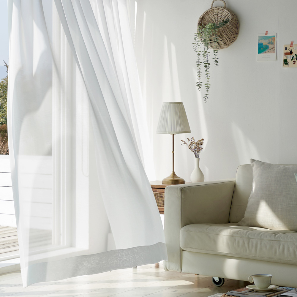 국내제작 산들 나비주름 린넨 쉬폰 거실 창문형 맞춤 제작 커튼 세로 250cm이내