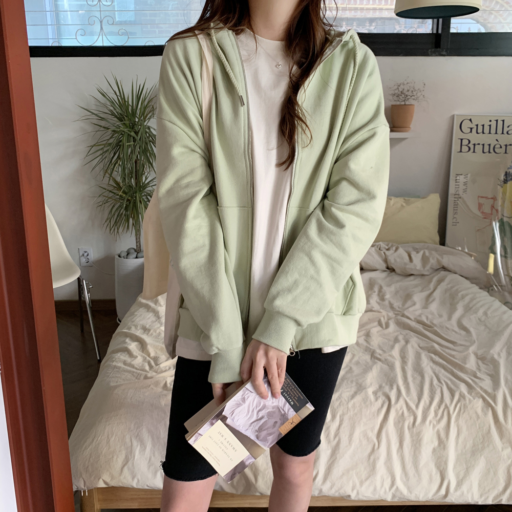 오버핏 옆트임 이너 레이어드 티셔츠 기본 봄 여성 티셔츠 면 라운드 여자 롱티 - 상세 이미지 4