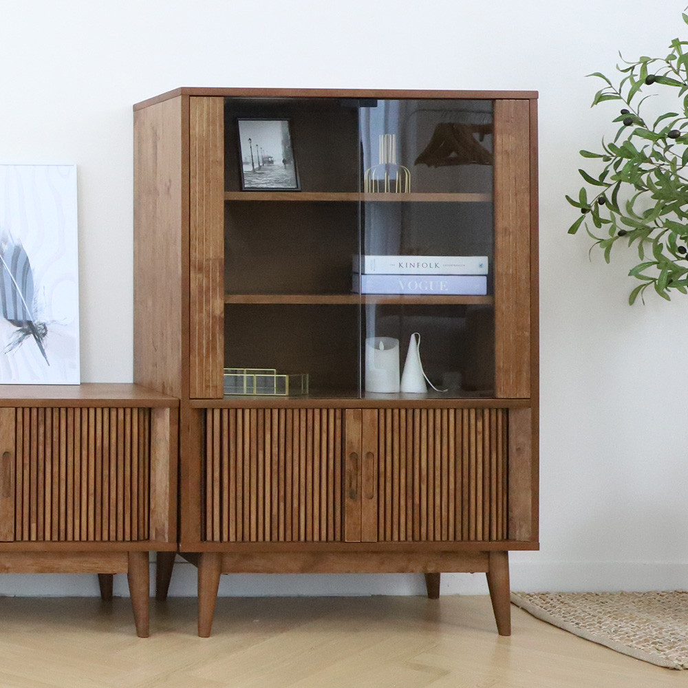 스코나 세프너 템바보드 원목 유리 장식장