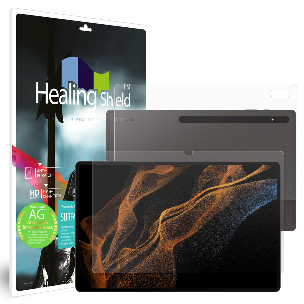 갤럭시탭S8울트라 저반사 강화유리필름1매 후면1매 - 상품 이미지