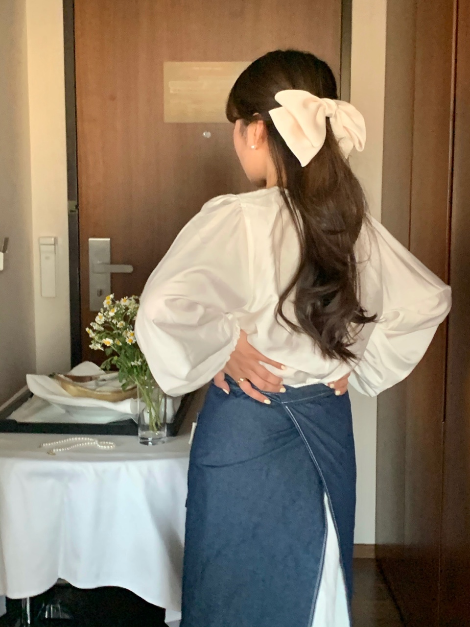 아미앙스 앞치마 예쁜 플로리스트 카페 데님 하프 에이프런 - 상세 이미지 2