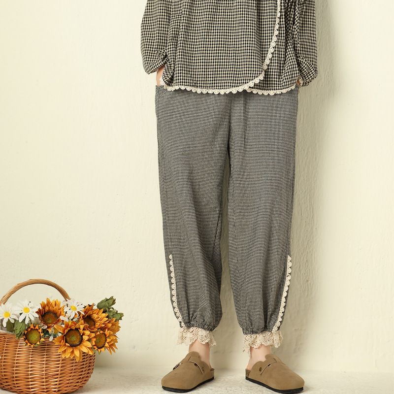 하마마스 프릴 자수 밴딩바지 9부 - 상품 이미지