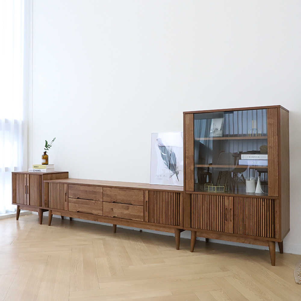 스코나 세프너 템바보드 원목 3종 거실장 세트 3200 진열장 협탁