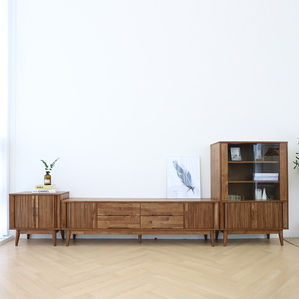 스코나 세프너 템바보드 원목 3종 거실장 세트 3200 진열장 협탁