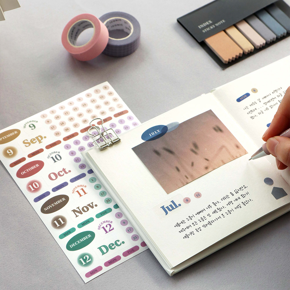아이코닉 다이어리 날짜 스티커 (요일 인스 번호 숫자 다꾸 씰 스꾸 폴꾸 꾸미기)Basic