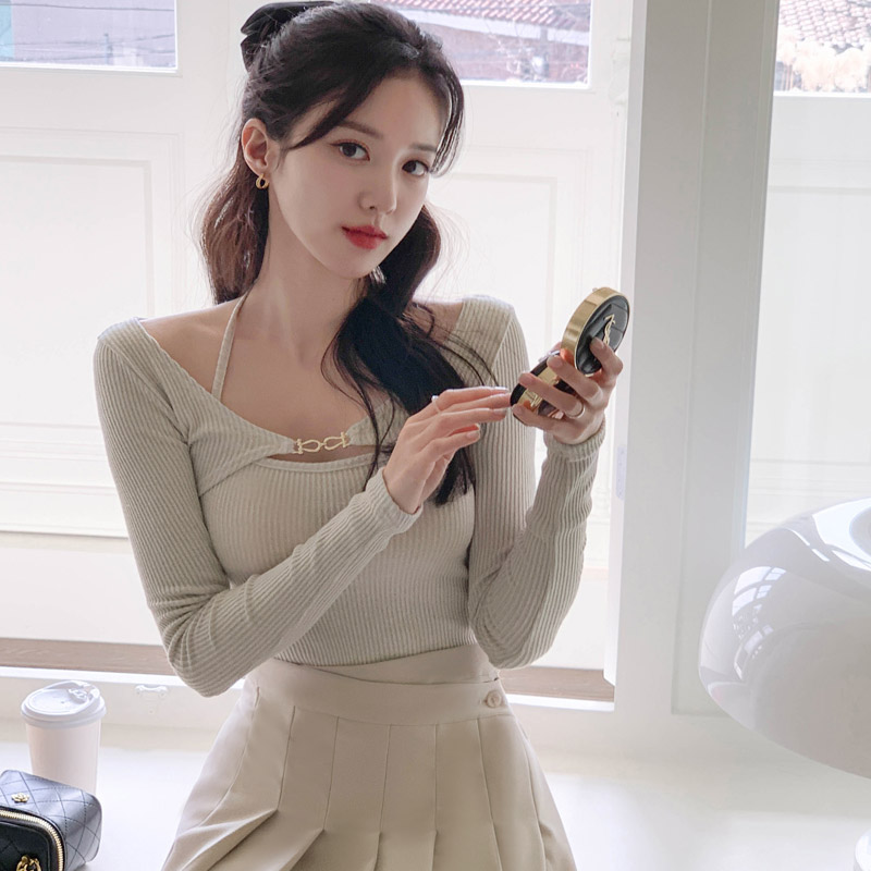 금장 장식의 볼레로 가디건과 홀터넥 나시 세트 st1395 - 상세 이미지 4