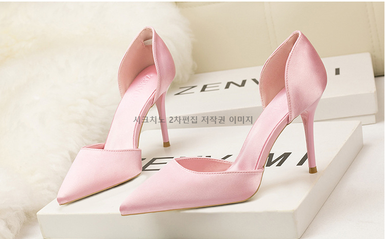 이에나 9cm 스틸레토 사이드오픈 새틴구두 하이힐 3color 상세 이미지 3