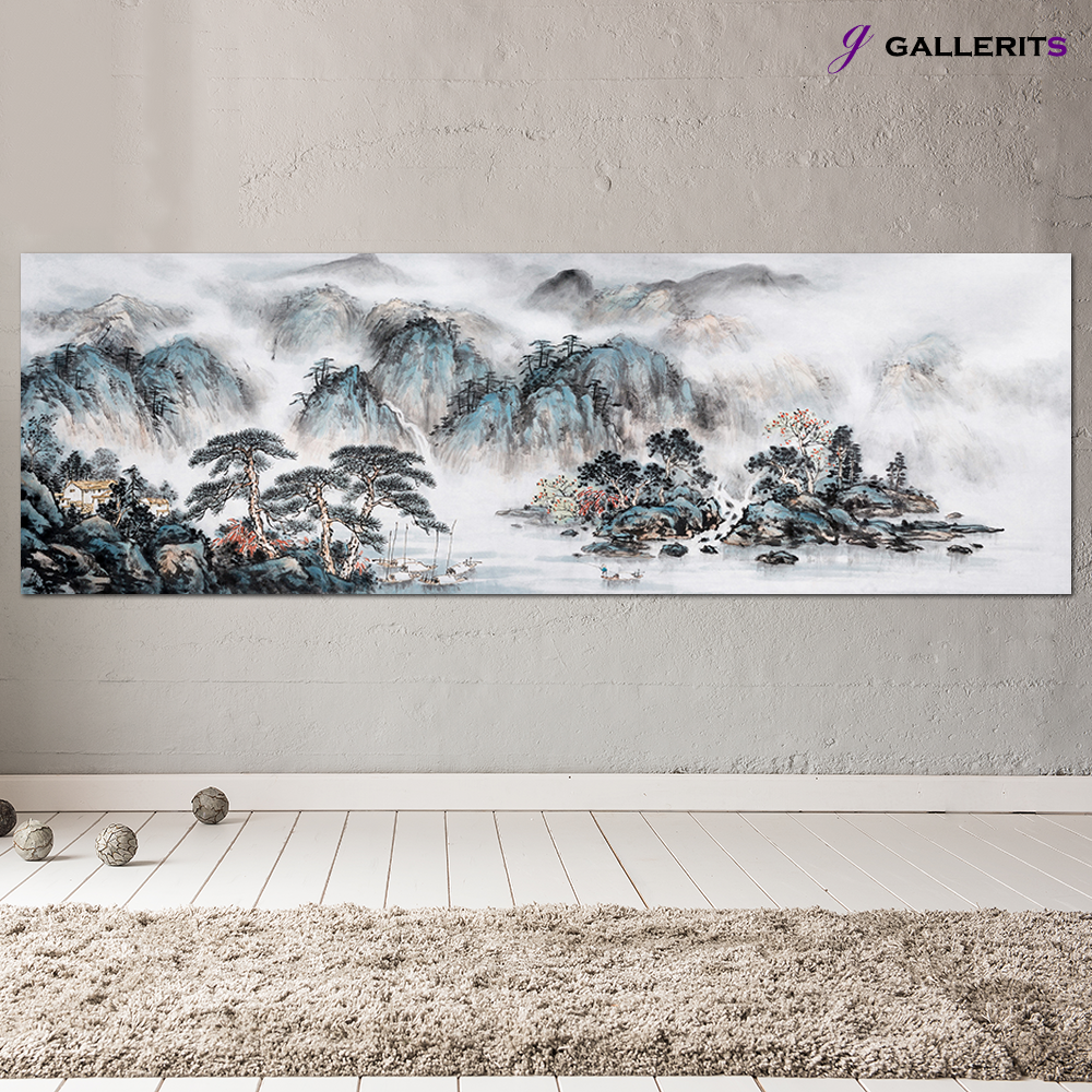 아침 산그림 배산임수 한국화 거실 안방 풍수 집들이 개업 선물 이른아침풍경중형 - 상품 이미지