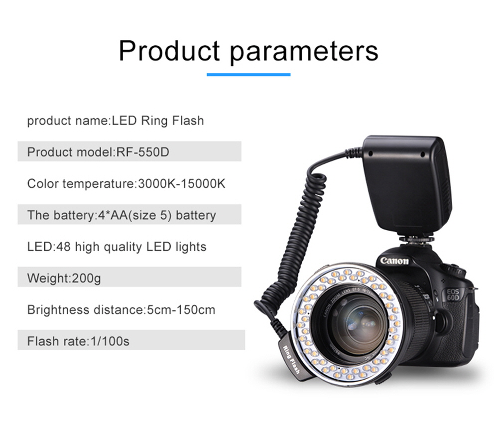 DSLR 캐논 니콘 호환 접사 링 후레쉬 카메라 플래시 라이트 마운트 RF-550D 이미지 7