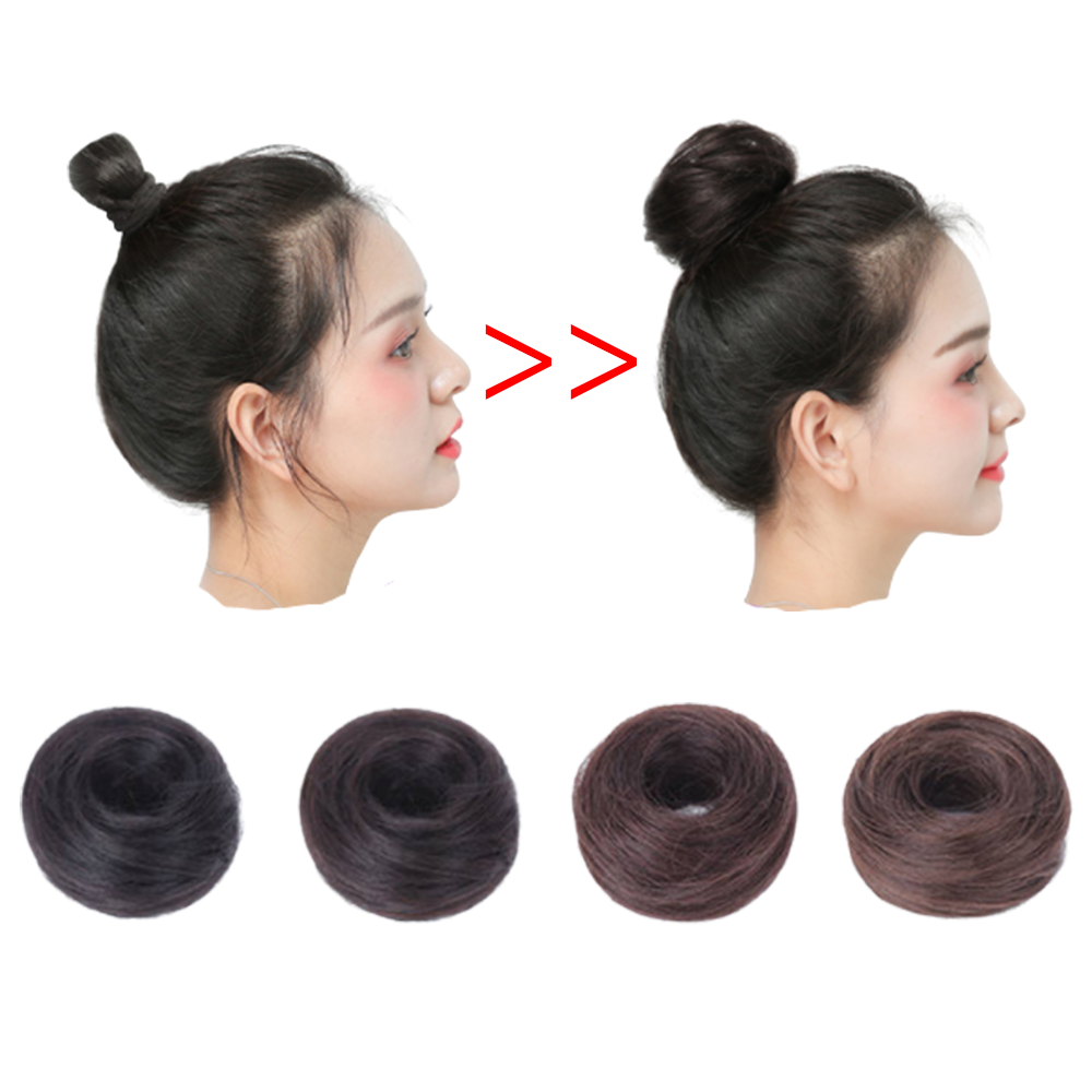 똥머리 가발 예쁘게 풍성하게 묶기 머리 밴드 당고 승무원 가채 면접 브라운 올림 묶는법 - 상품 이미지