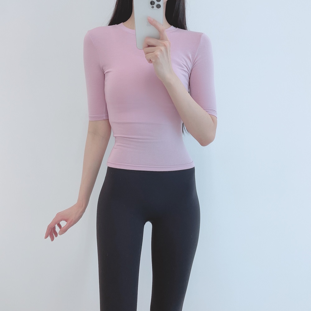 로라벨 보미 필라테스복 여성 요가복 필라테스 상의 옷 커버업 티셔츠 탑 반팔 시스루 복장 - 상세 이미지 2