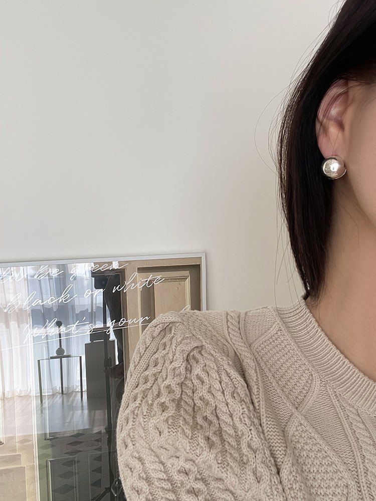 셀프러브 은 볼 이어링 - 925 실버 볼륨 원터치 볼드 은 귀걸이