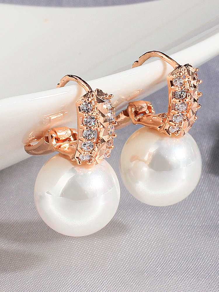 14K 진주 12미리 귀걸이 원터치 큐빅 링 한복 혼주 다흰 생일 선물