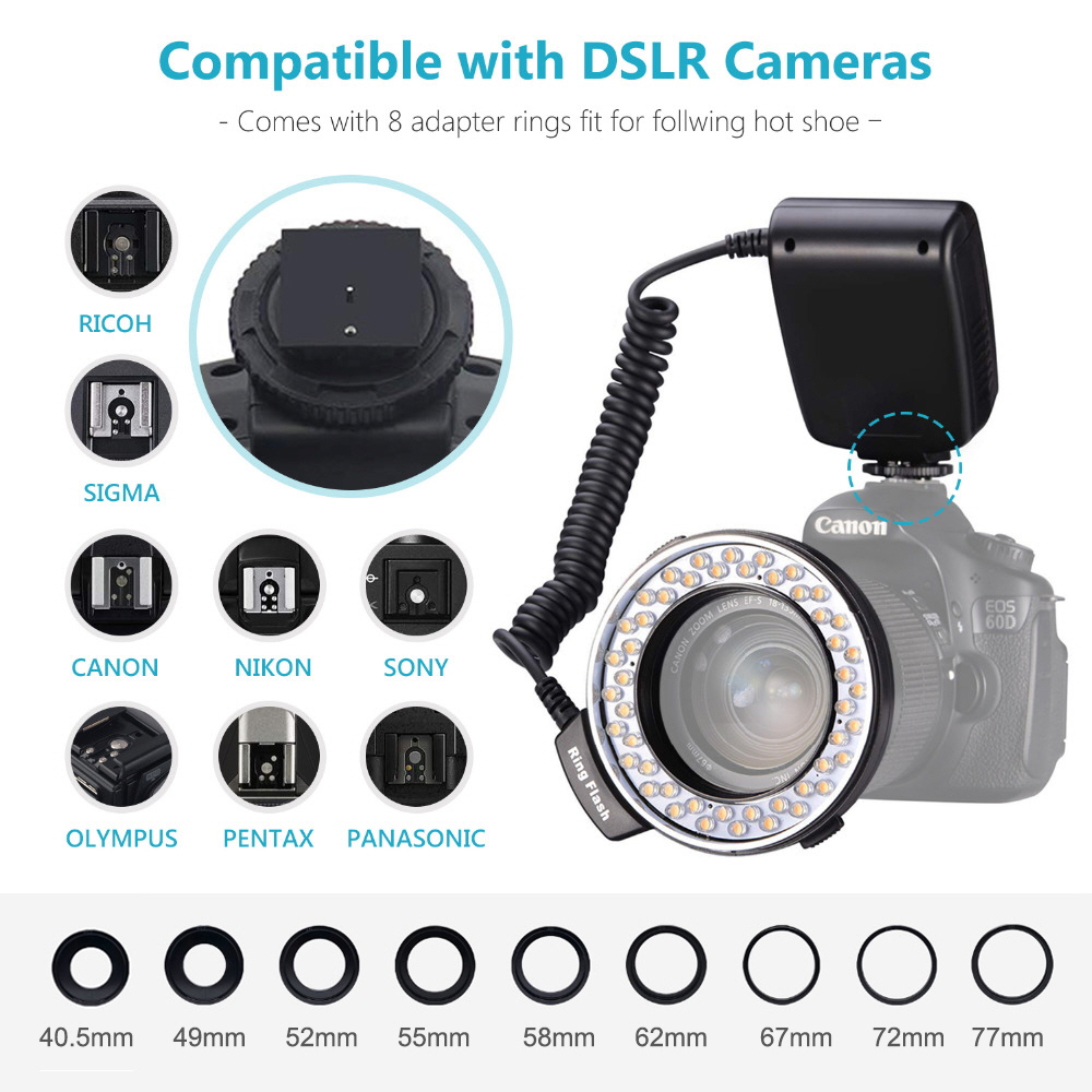 DSLR 캐논 니콘 호환 접사 링 후레쉬 카메라 플래시 라이트 마운트 RF-550D - 상세 이미지 5