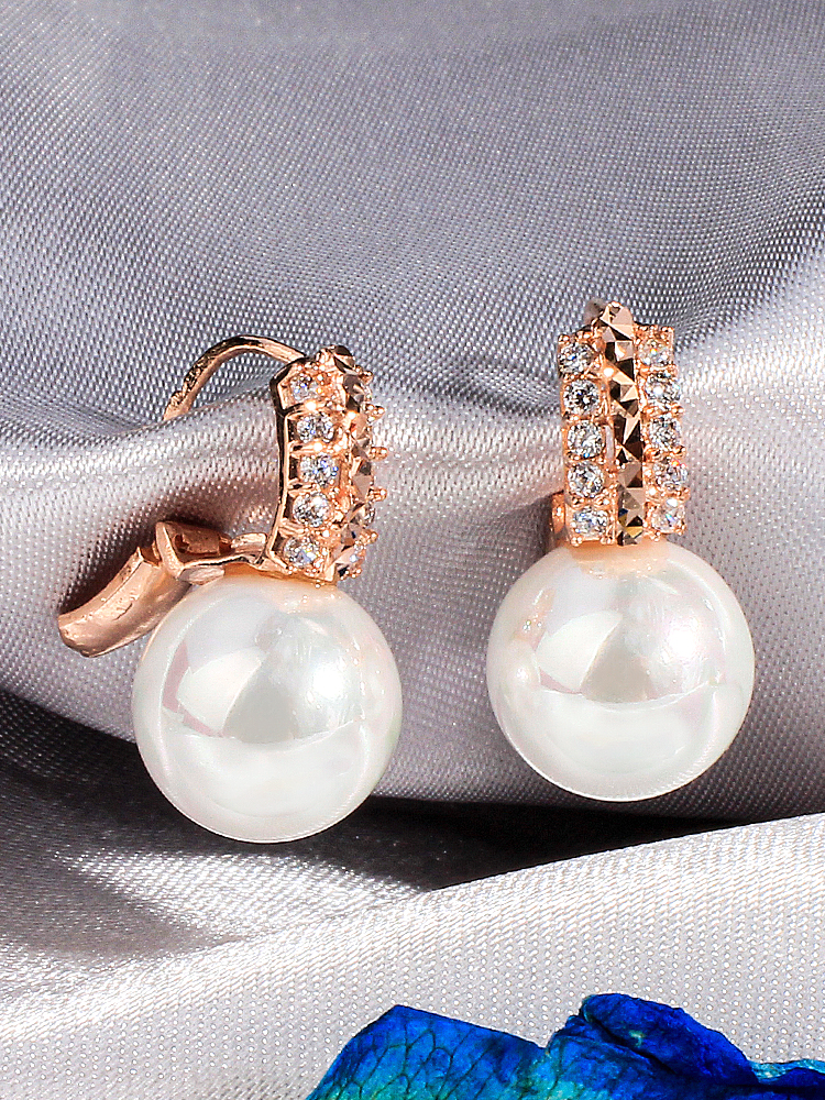 14K 진주 12미리 귀걸이 원터치 큐빅 링 한복 혼주 다흰 생일 선물