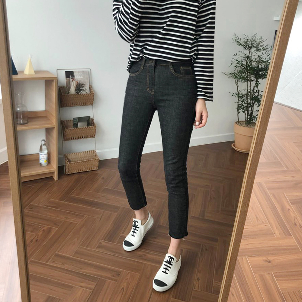 생지 데님 흑청 진청 하이웨스트진 일자 여자청바지 밴딩진 흑청바지 진청바지 스키니 블랙진