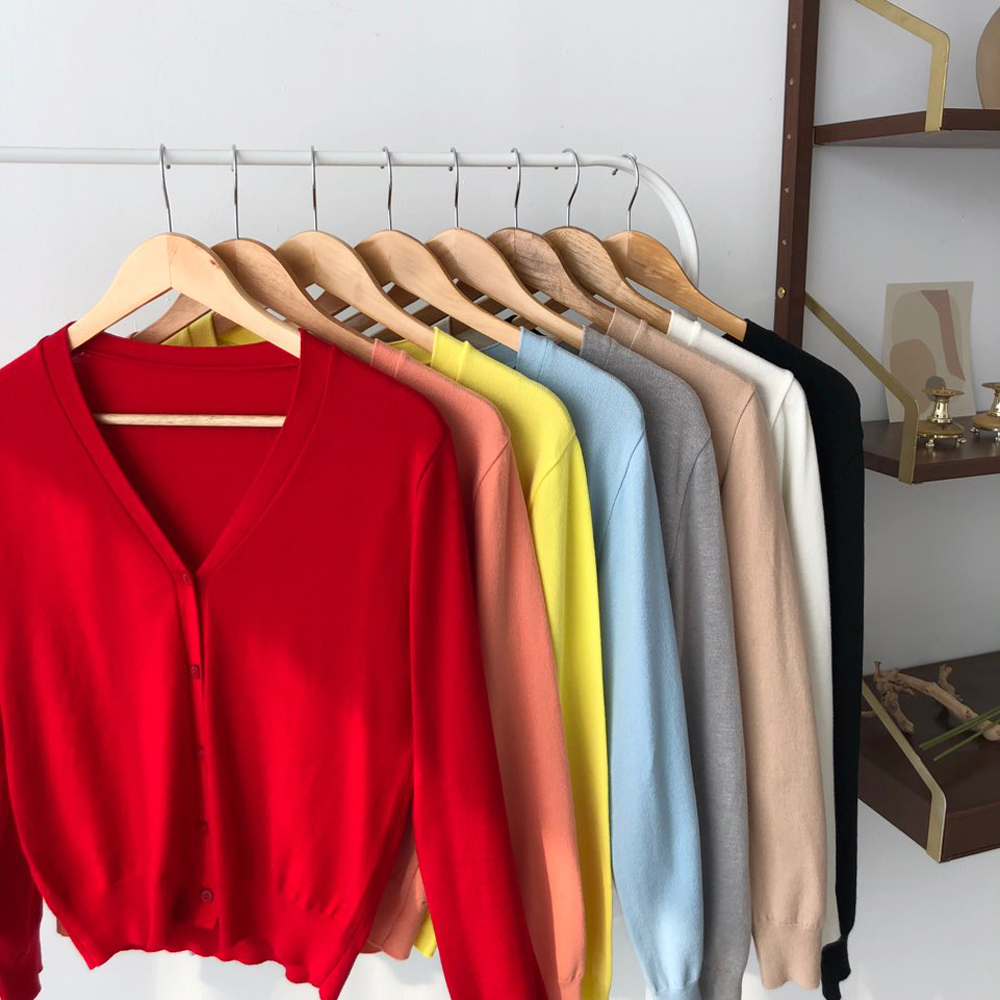 루즈핏 캐시미어 브이넥가디건 숏 크롭 여성가디건 니트가디건 가을 간절기 레드 핑크 블랙