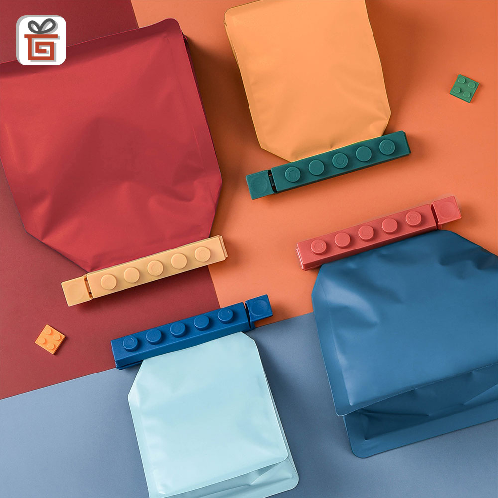 기프템 블럭형 밀봉집게 4P세트 과자봉지집게 밀봉클립 - 상품 이미지