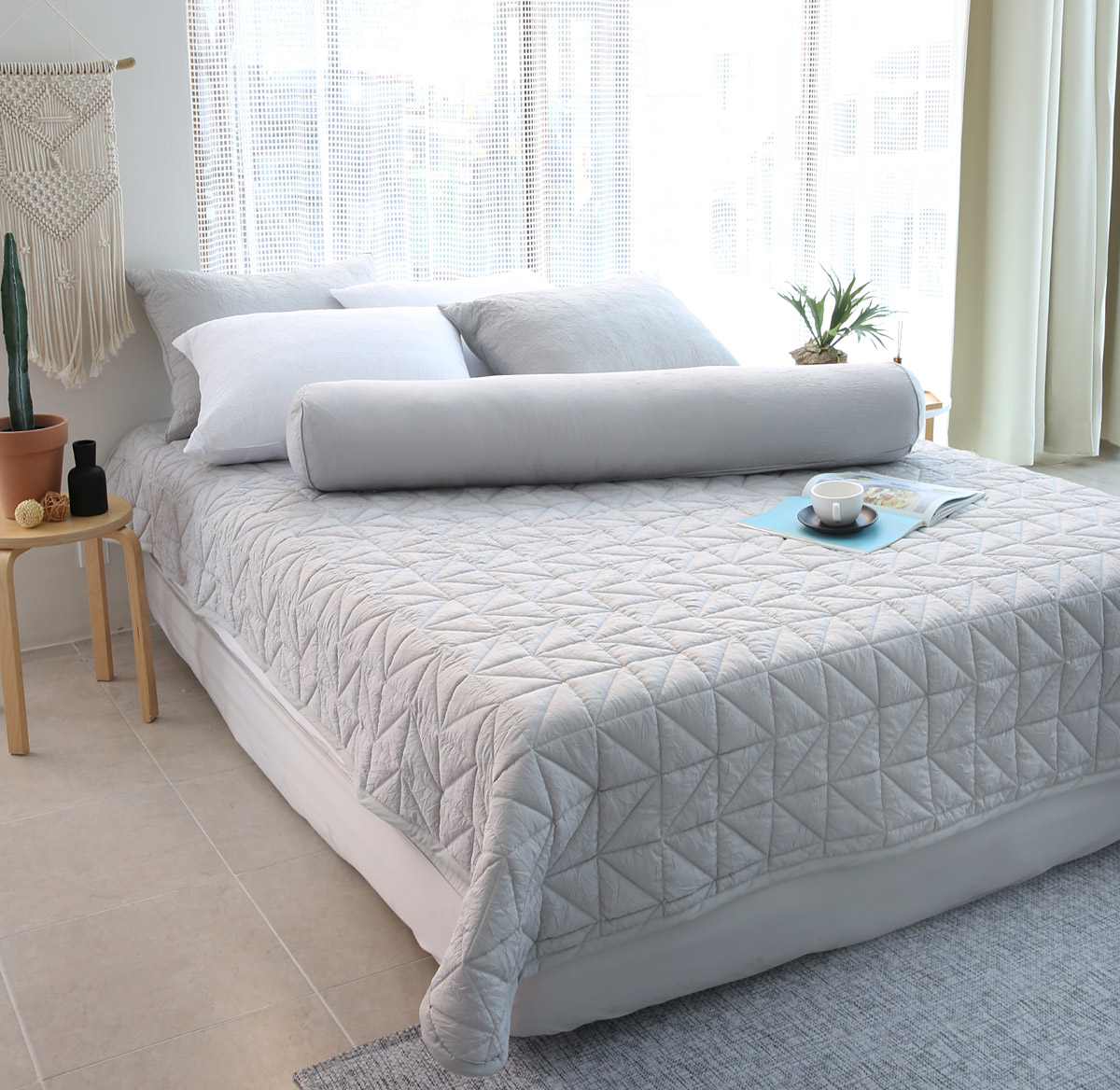 이불패드 패밀리 침대패드 겸 이불 크리즈 알러지케어 고정밴드 Q