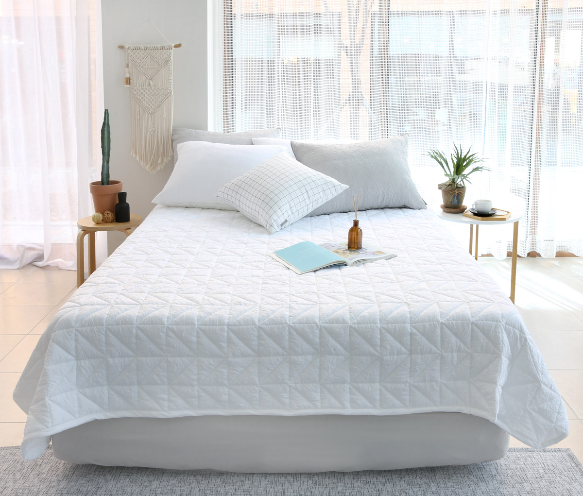 이불패드 패밀리 침대패드 겸 이불 크리즈 알러지케어 고정밴드 Q