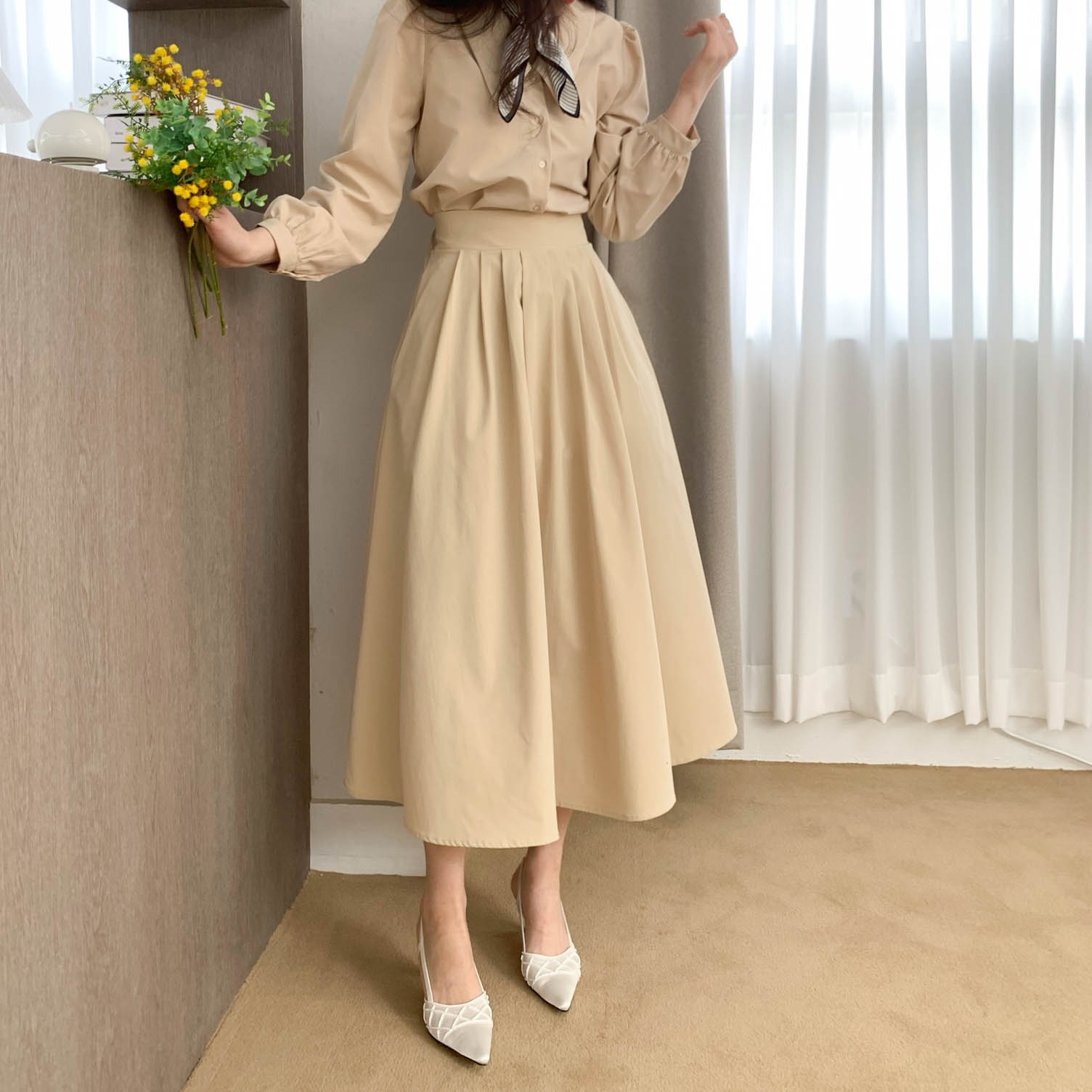 트위드 진주 비즈 새틴 스틸레토 슬링백 힐 (2col) / 7cm, 225mm-250mm 상세 이미지 33