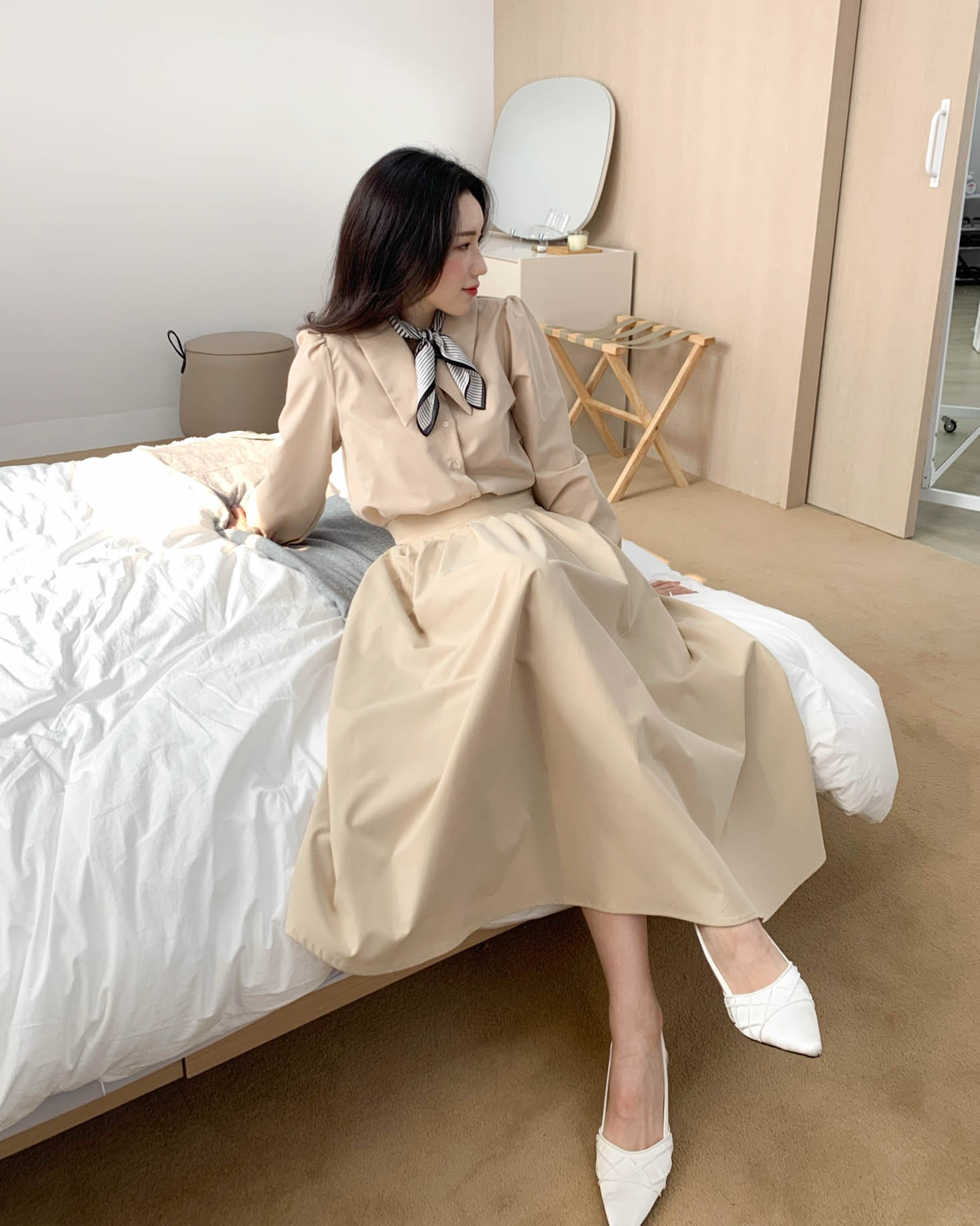 트위드 진주 비즈 새틴 스틸레토 슬링백 힐 (2col) / 7cm, 225mm-250mm 상세 이미지 31